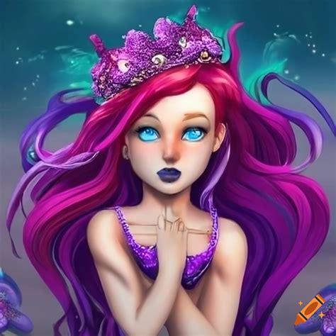 Art Of A Red Haired Mermaid With Blue Eyes And Green Tail On Craiyon