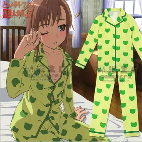 Hot New Misaka Mikoto Gekota Pattern Pajamas Long Sleeve Suit Cosplay Anime Pajamassuit Coat