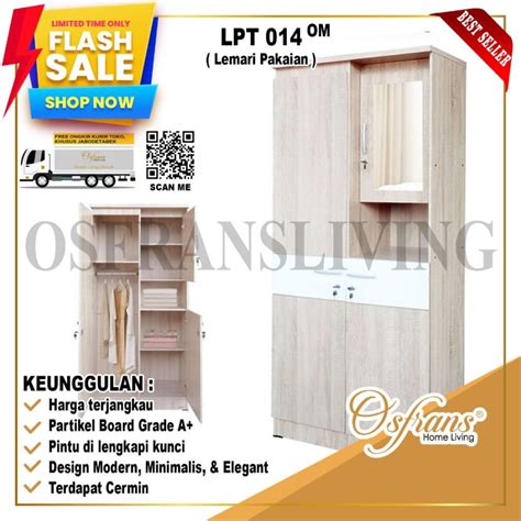 Jual LEMARI PAKAIAN 2 PINTU CERMIN LPT 014 OM Indonesia Shopee Indonesia