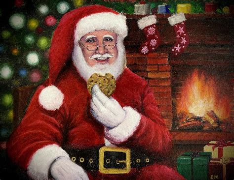 Santa Claus with Cookie Painting by Edi Matsumoto - Fine Art America