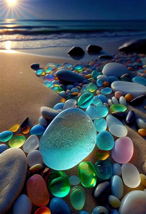 Nature Stone Island Colourful Stone Cellphone Beach Vertical Water Sun