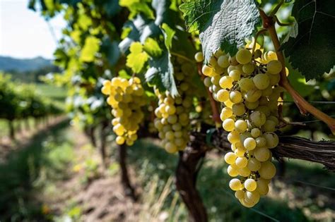 Premium Photo | Whites grapes pinot blanc in the vineyard