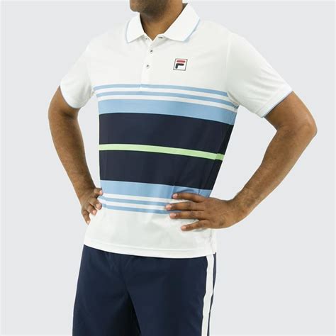 Fila Legend Striped Polo Shirt Whitemidwest Sports