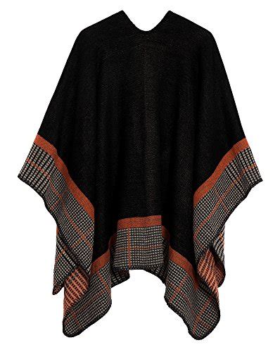 Urban CoCo Women S Color Block Shawl Wrap Open Front Poncho Cape