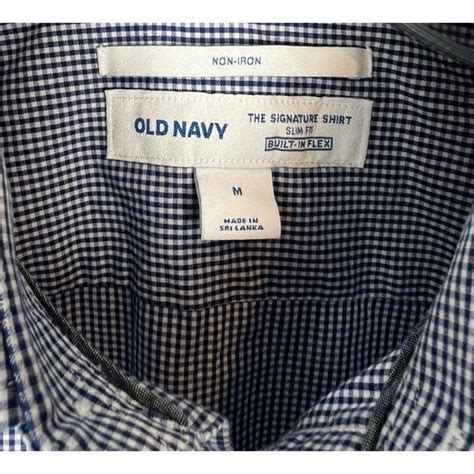 Old Navy Shirts Old Navy Mens Navy White Gingham Button Down Sz M