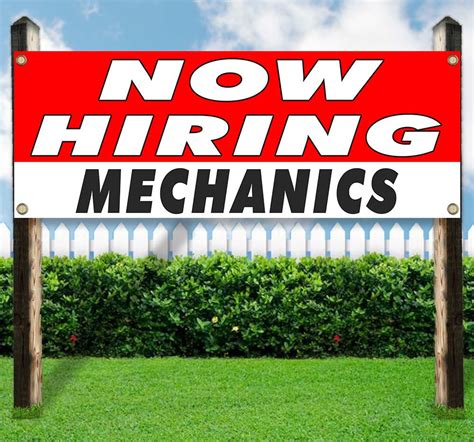 Now Hiring Mechanics Banner 13 Oz Premium Heavy Weight Vinyl Banner