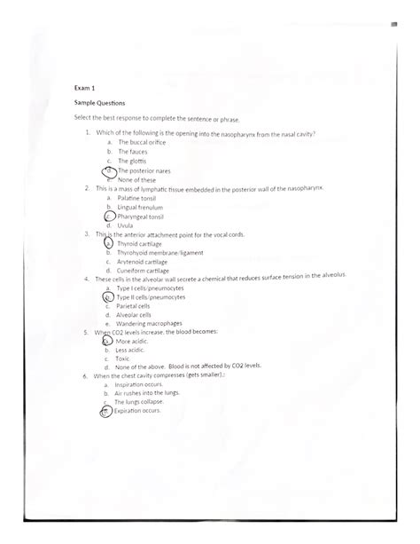 Anatomy And Physiology Ii Exam Sample Questions Hsci Studocu