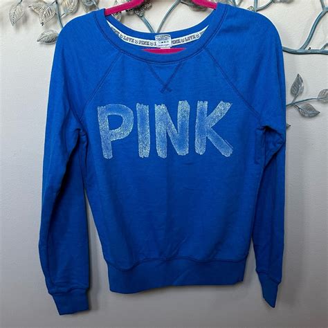 Pink Victorias Secret Logo Royal Blue Sweatshirt Sz … Gem