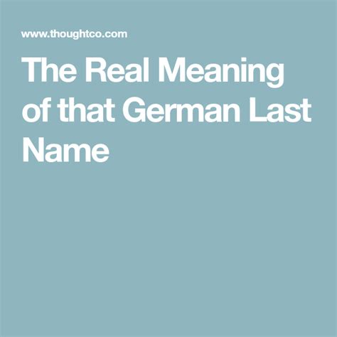 The Real Meaning of that German Last Name