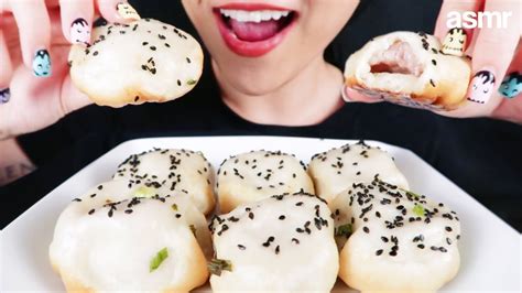 ASMR Pan Fried Pork Soup Buns Sheng Jian Bao Eating Sounds