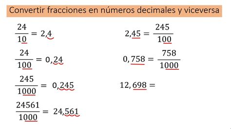 Pasar fracciones a números decimales y viceversa YouTube