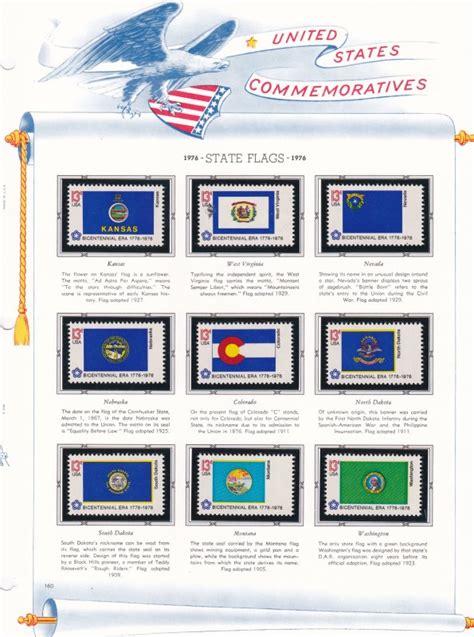 United States State Flags On White Ace Pages Mint Nh