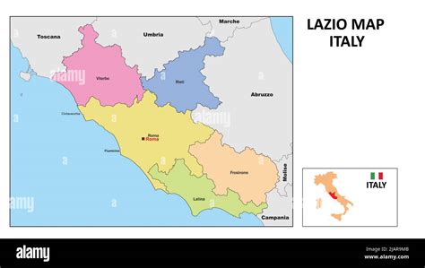 Lazio Karte Landes Und Bezirkskarte Von Latium Politische Landkarte