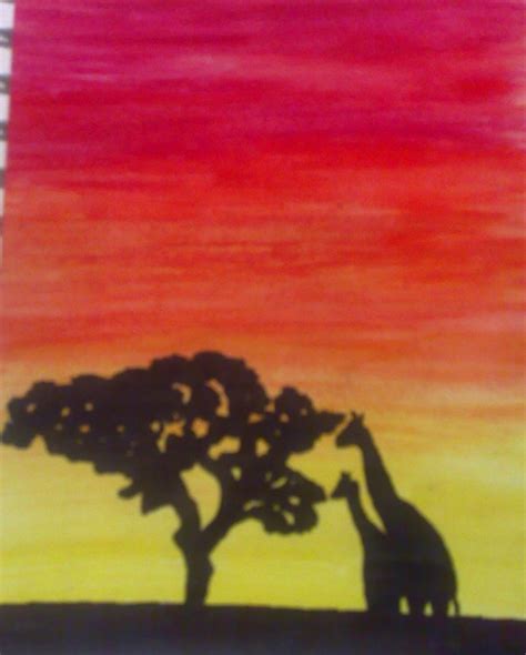 Giraffe Silhouette Painting at PaintingValley.com | Explore collection ...