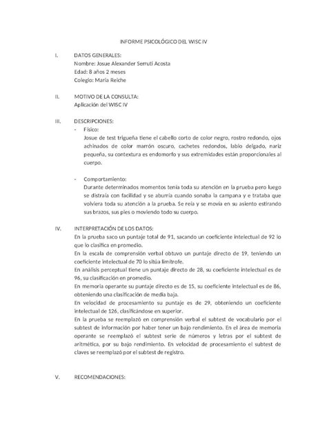 DOCX Informe Psicológico Del Wisc IV DOKUMEN TIPS