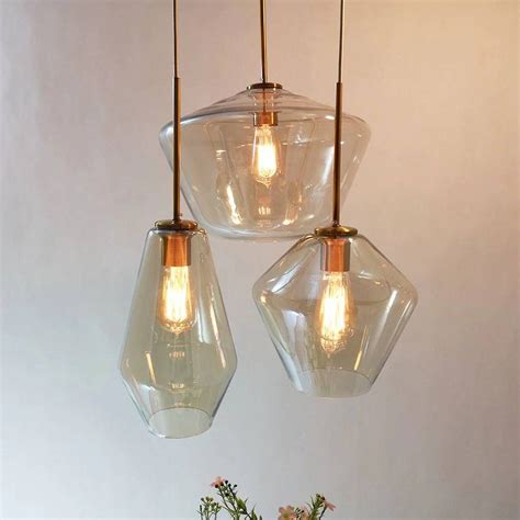 Luxury Modern Glass Dining Lighting Pendant Lamp Clear Cognac Glass