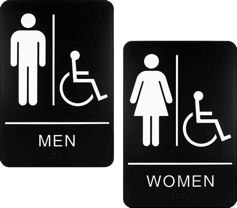 Alpine Industries Unisex Handicap Braille Restroom Sign Ada Approved Self Adhesive