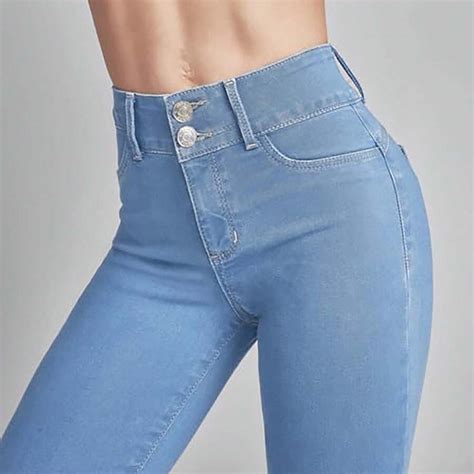 Pantalón Mezclilla Mujer Súper Skinny Cintura Alta Levanta Pompa Push