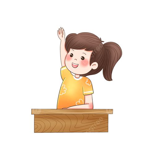 Questions And Answers PNG Image, Illustration Of A Little Girl Answering Questions In Class At ...