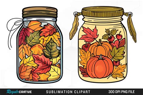 Watercolor Fall In A Jar Clipart