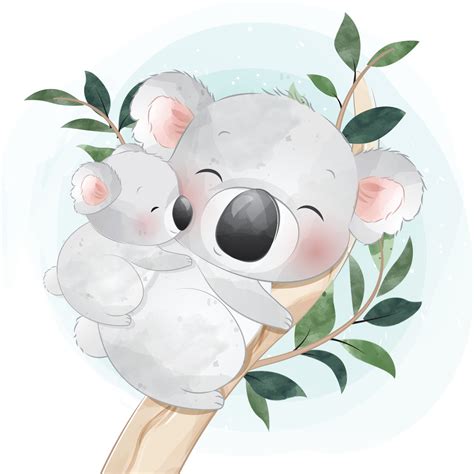 lindo oso koala madre y bebé ilustración 2068598 Vector en Vecteezy