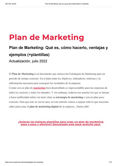 Plan De Marketing Qué Es Y Guía Para Desarrollarlo Plantilla El