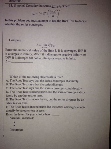 Solved Consider The Series Sigma N To Infinity An Chegg