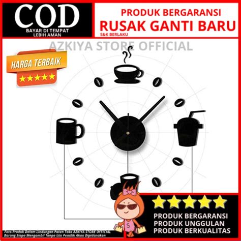 Jual JAM DINDING BESAR DESAIN KOPI RUANGAN KAMAR KEDAI KAFE COFFEE SHOP