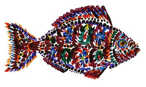 Colorful Hand Painted Fish On White Background Stock Photo Image Of