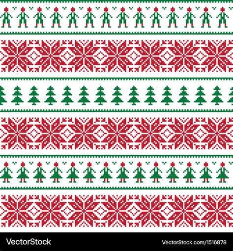 Christmas Nordic Seamless Pattern With People Vector Image