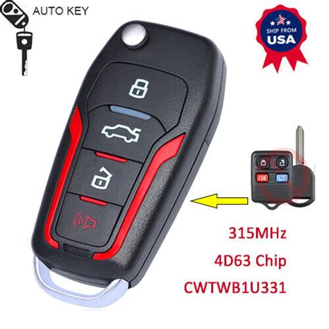 Upgraded Flip Remote Key Fob 315MHz 4D63 CWTWB1U331 For 2004 2014