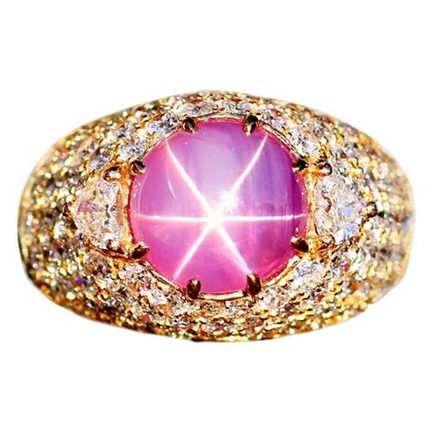 Pink Star Sapphire Diamond Ring For Sale At 1stdibs