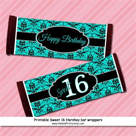 Sweet 16 Candy Bar Wrappers Instant Download by HelenaPrints