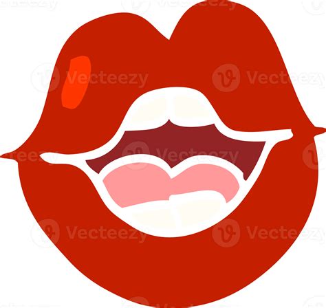 Flat Color Illustration Cartoon Red Lips 45095759 Png