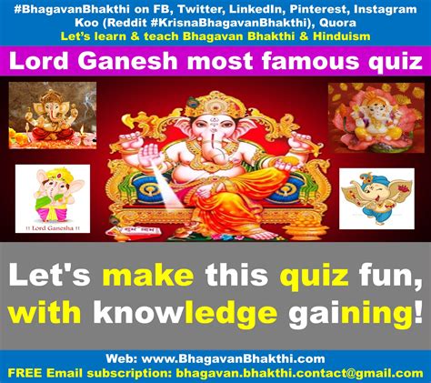 Lord Ganesh Easy Quiz Bhagavan Bhakthi Hinduism