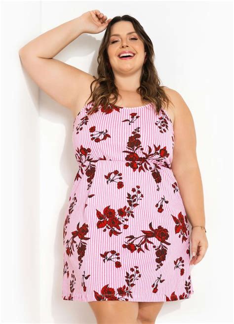 Vestido Floral E Listras Al As Plus Size Marguerite