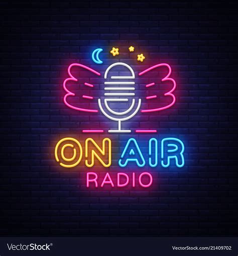 On Air Radio Neon Logo Radio Neon Sign Royalty Free Vector