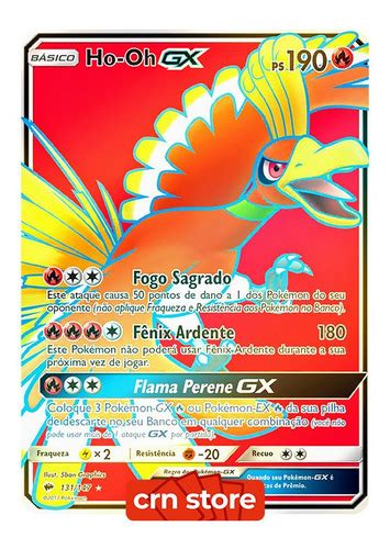 Carta Pok Mon Lend Rio Ho Oh Gx Full Art Sombras Ardentes