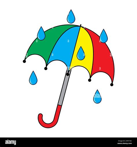 Umbrella Icon With Raindrops Open Parasol Clip Art Vector