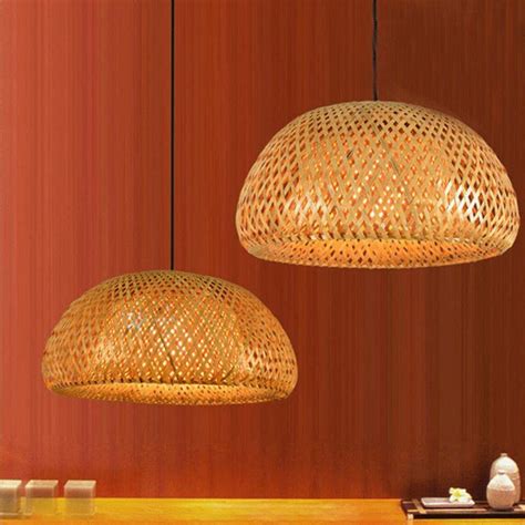 Modern Nature Bamboo Work Hand Knitted Bamboo Pendant Lights Creative