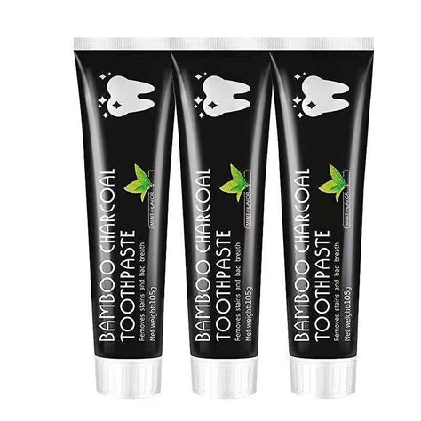 3pcs Activated Bamboo Charcoal Toothpaste Teeth Whitening Fluoride Free