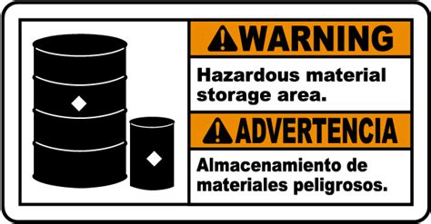 Bilingual Warning Hazardous Material Storage Area Sign Save 10