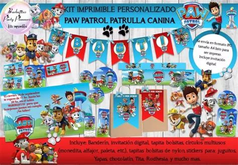 Kit Imprimible Paw Patrol Patrulla Canina Personalizado Cuotas Sin