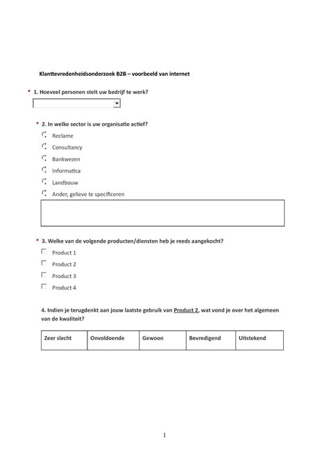 College 3 Opdracht Klanttevredenheidsonderzoek B2B