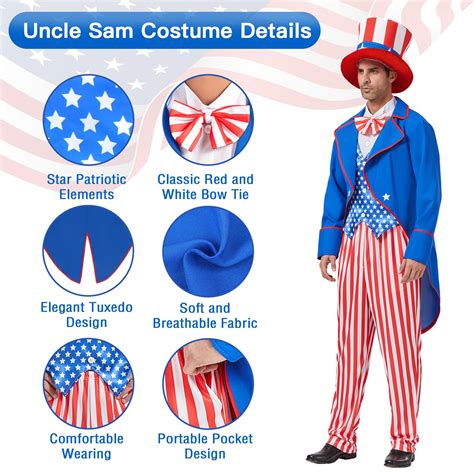 Uncle Sam Costume Adult Men 4th Of July Deluxe Costumes Set