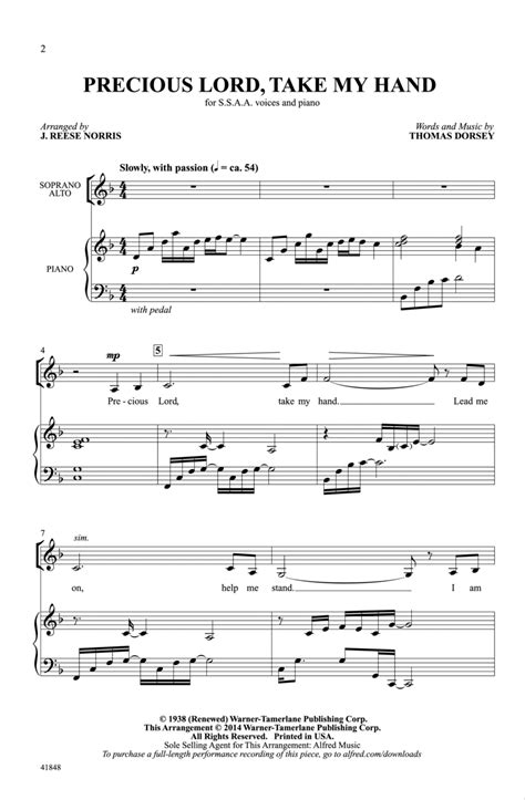 Precious Lord, Take My Hand by Thomas A. Dorsey - Choir - Digital Sheet ...