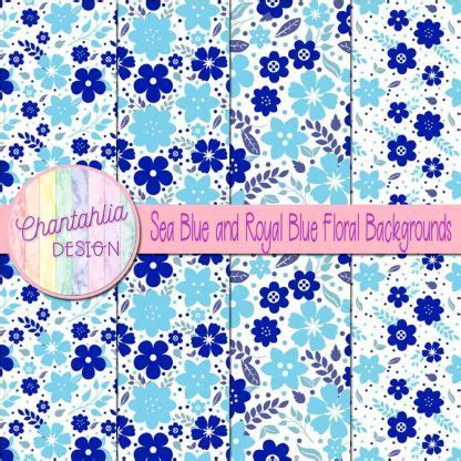 Sea Blue and Royal Blue Floral Backgrounds