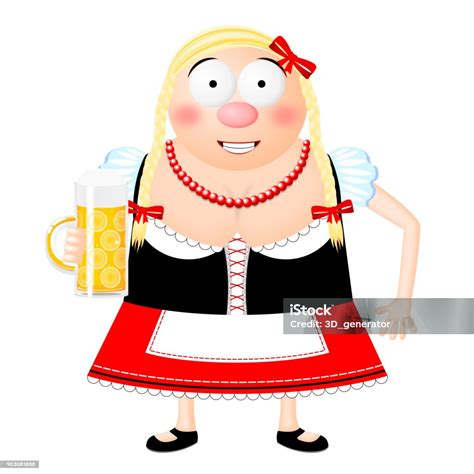 Beer Fest Illustration Waitress Holding Beer Stock Illustration