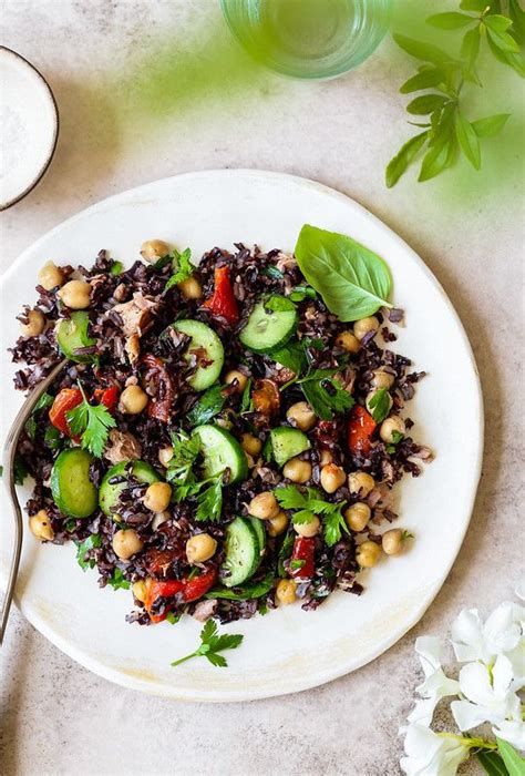 Salade De Riz Noir Pois Chiches Et Thon Recette Facile Et Saine Un