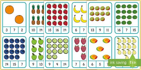 Fruit And Vegetables Counting To 20 Clip Cards Twinkl